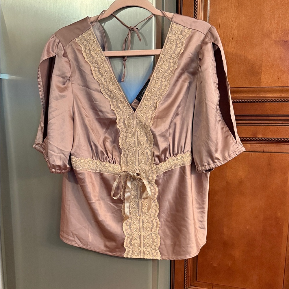 Lane Bryant Mauve Lace Trim Top